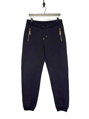 Louis Vuitton SS24 Navy Blue Embroidered Pearls Zip Details Jogpants